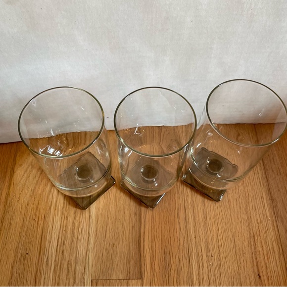 MCM Federal Nordic smokey square bottom drinkware. Set of 3 - Picture 2 of 5
